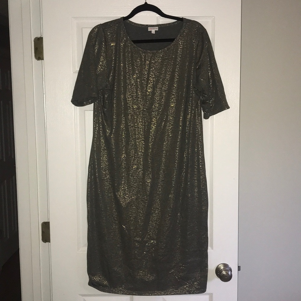 Lularoe grey & gold dress size 2xl